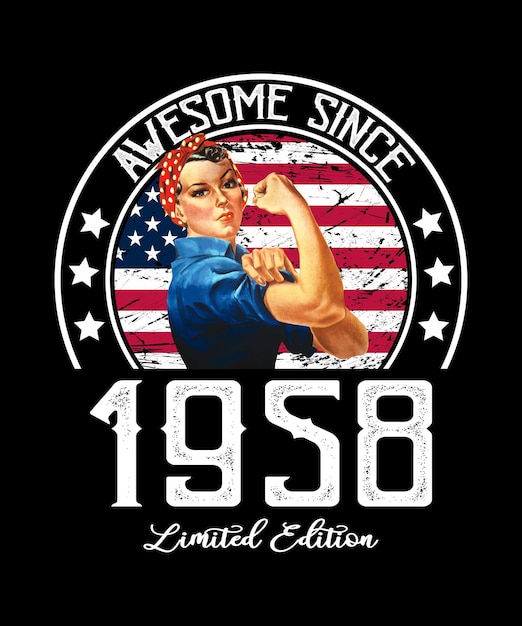 Awesome Since Vintage 1958 T-Shirt Design