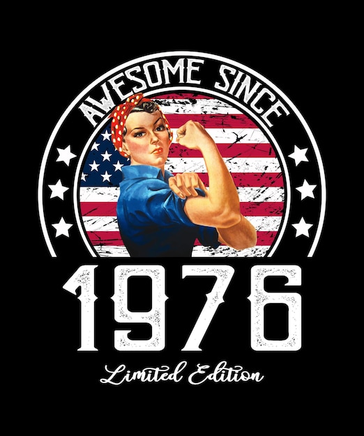 Awesome Since Vintage 1976 T-Shirt Design