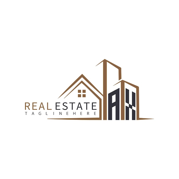 AX initial monogram logo for real estate with home shape creative design