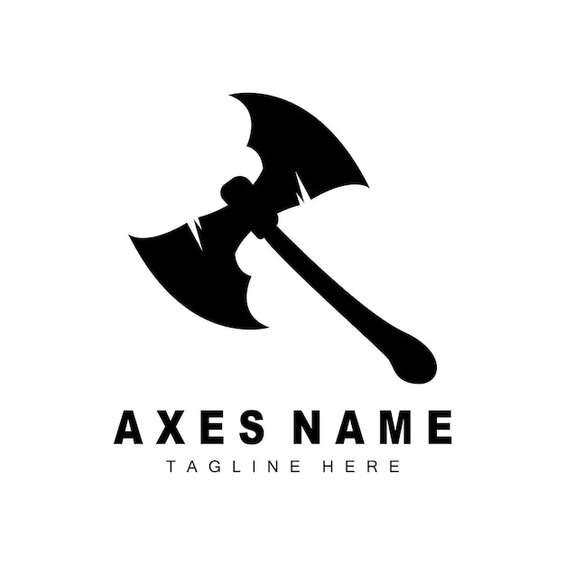 Ax Logo Design War Tool Illustration and Woodcutter Vector