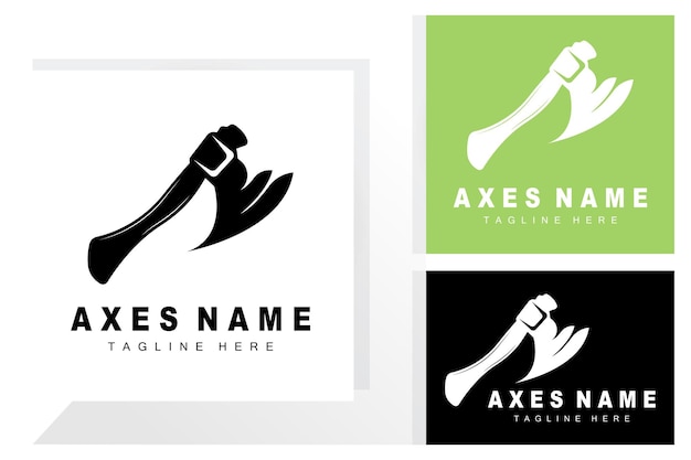 Ax Logo Design War Tool Illustration and Woodcutter Vector