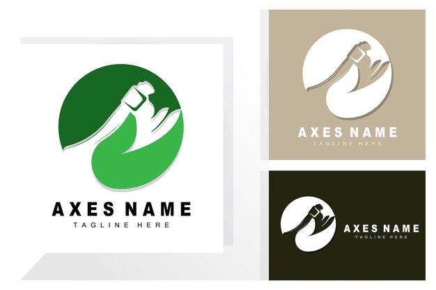 Ax Logo Design War Tool Illustration and Woodcutter Vector