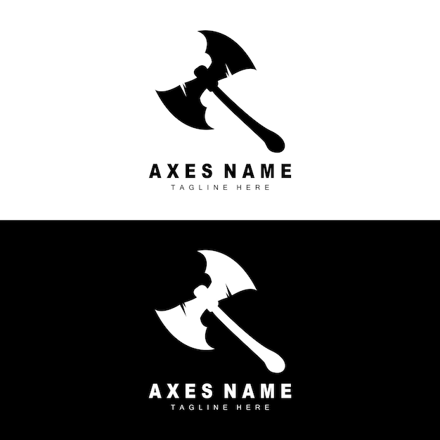 Vector ax logo design war tool illustration and woodcutter vector