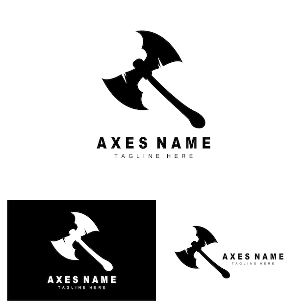 Vector ax logo design war tool illustration and woodcutter vector