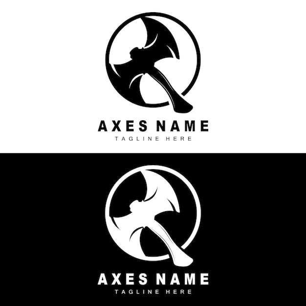 Ax Logo Design War Tool Illustration and Woodcutter Vector