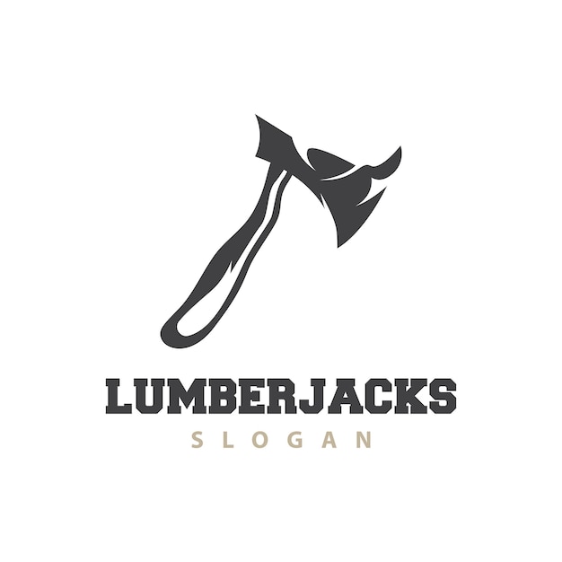 Ax Logo Wood Cutting Tool Black Silhouette Lumberjack Vector Old Retro Vintage Minimalist Design Icon Template Illustration