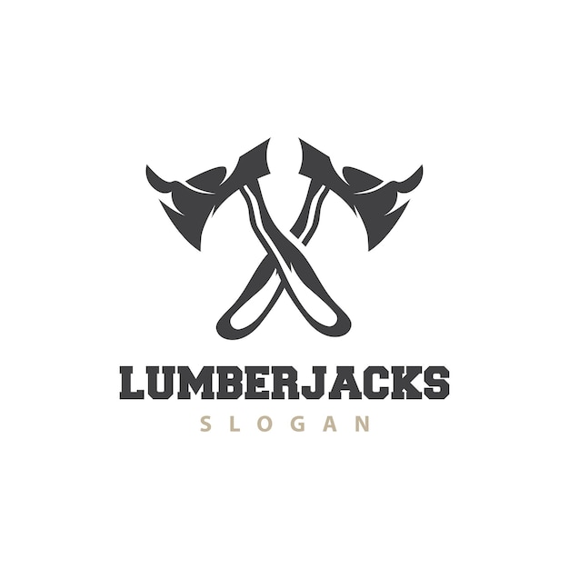 Ax Logo Wood Cutting Tool Black Silhouette Lumberjack Vector Old Retro Vintage Minimalist Design Icon Template Illustration