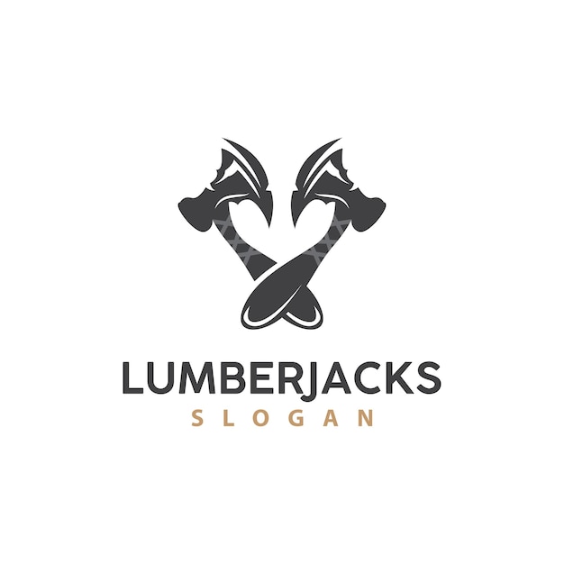 Ax Logo Wood Cutting Tool Black Silhouette Lumberjack Vector Old Retro Vintage Minimalist Design Icon Template Illustration