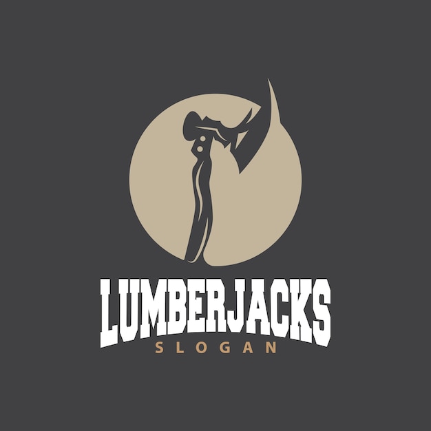 Ax Logo Wood Cutting Tool Black Silhouette Lumberjack Vector Old Retro Vintage Minimalist Design Icon Template Illustration