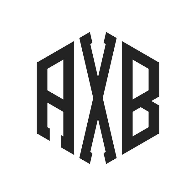 Vector axb logo design initial letter axb monogram logo using hexagon shape