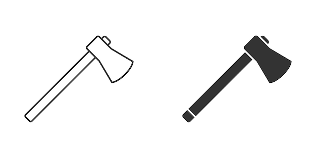 Axe icon flat and linear Ax line and solid icon Vector illustration