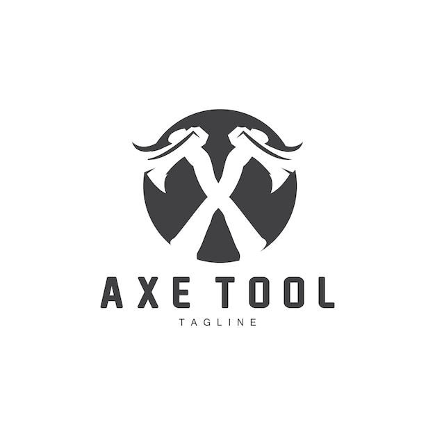 Vector axe logo wood cutting tool lumberjack vector simple minimalist design symbol template