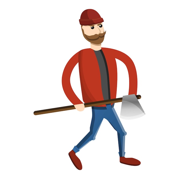 Axe man lumberjack icon Cartoon of axe man lumberjack vector icon for web design isolated on white background