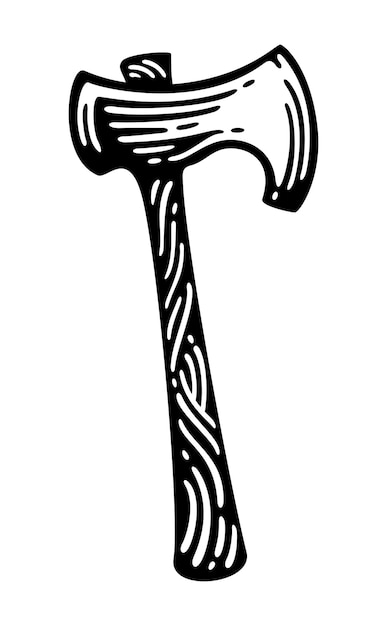 axe with a retro engraved style