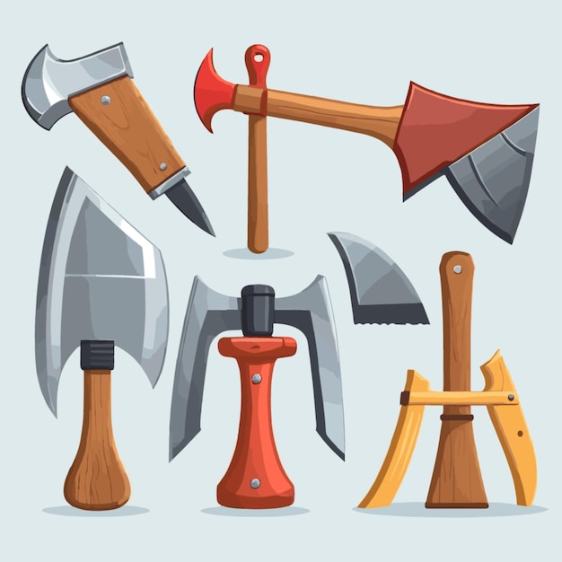 Vector axes and hatchet vector on a white background