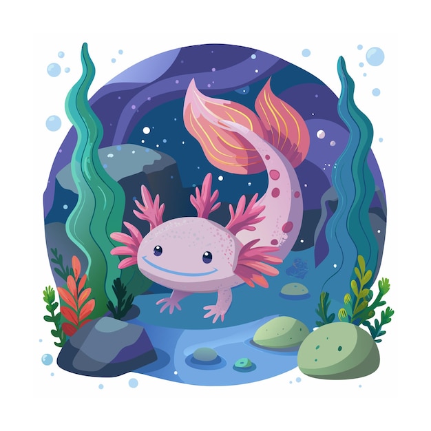 Axolotl animal vector illustration