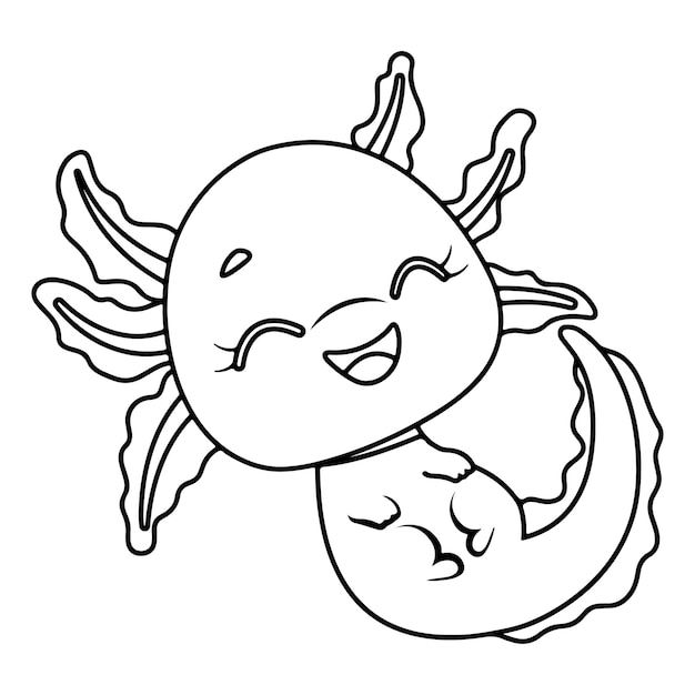 Axolotl Coloring Pages For Kids premium vector