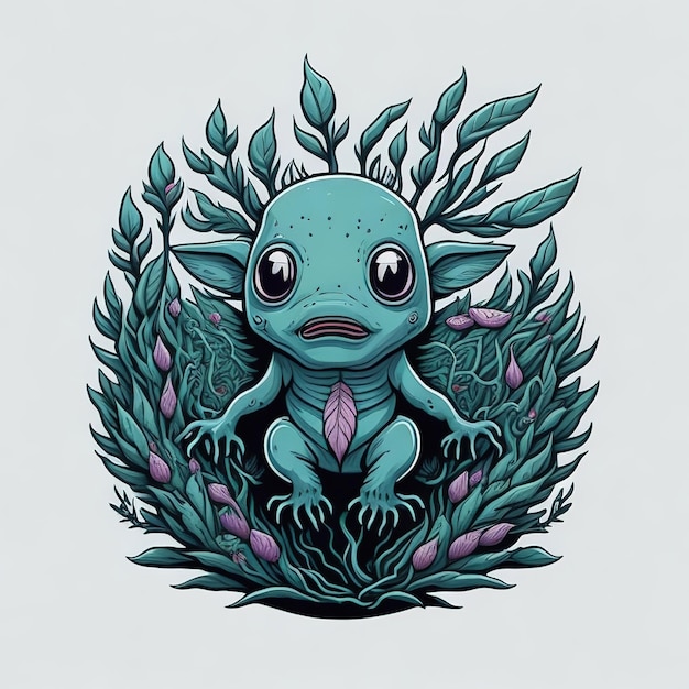 Axolotl Fantasy Imaginative Vector Art for Wall Hangings