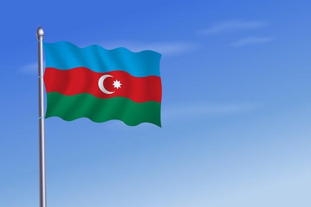 Azerbaijan flag Independence Day blue sky background