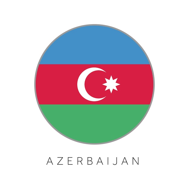 Azerbaijan flag round circle vector icon