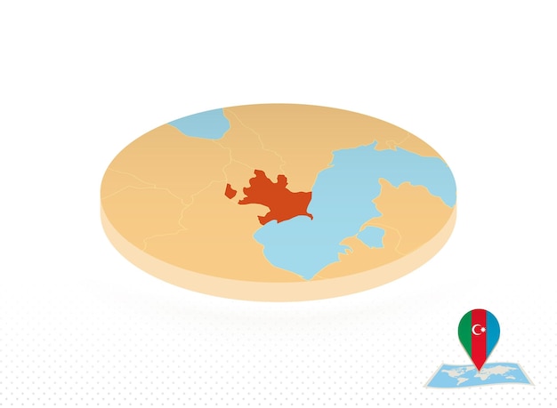 Azerbaijan map designed in isometric style orange circle map of Azerbaijan for web infographic and more