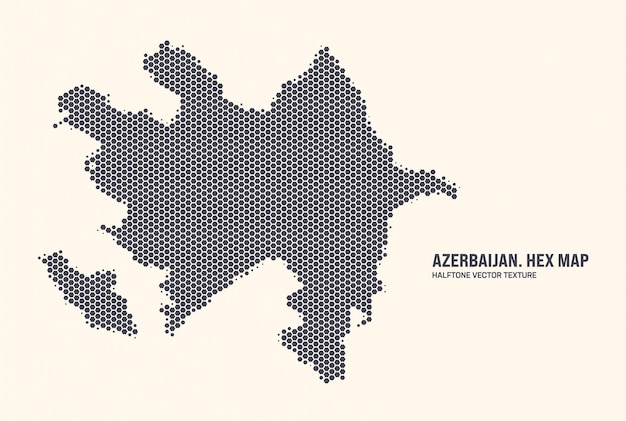 Azerbaijan Map Vector Hexagonal Half Tone Pattern Isolated On Light Background