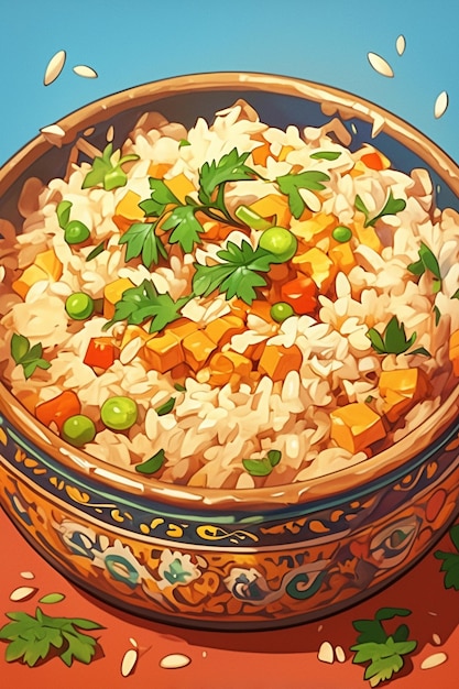 Vector azerbaijani plov and rice pilaf