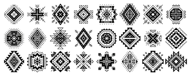 Aztec abstract geometric elements Set of ethnic ornaments Navajo motifs