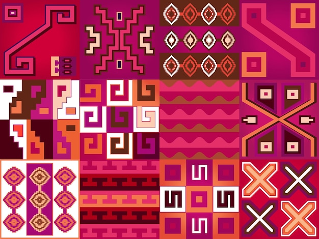 Aztec Chile language pattern seamless boho style