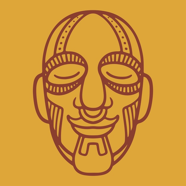 Aztec mask vector icons Cartoon traditional religious maya ancient face Traditional symbols of indigenous people African tribes Colorful flat vector illustration