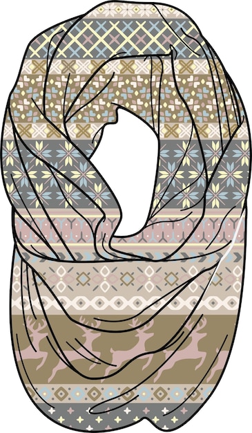 AZTEC PRINTED FELT SCARF IN EDITABLE VECTOR FILE