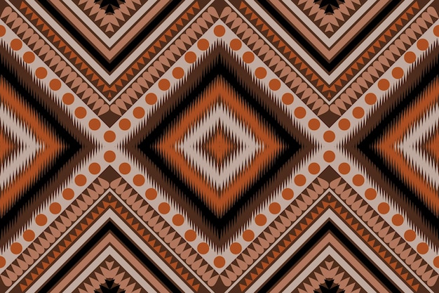 Aztec tribal geometric vector background in Orange brown cream black Seamless stripe pattern