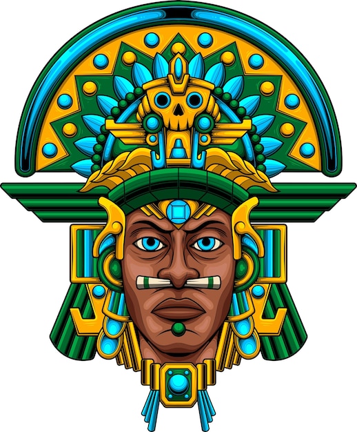 Aztec warrior illustration with premium quality stock vector