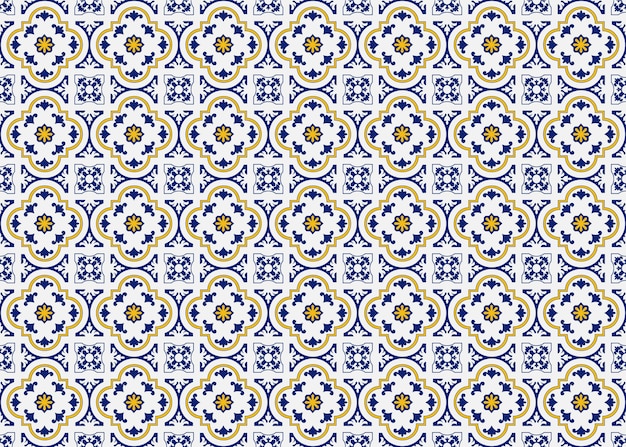 Azulejos, Spanish And Portuguese Ceramic Tilework Wall Mosaic Tile Seamless Pattern Background