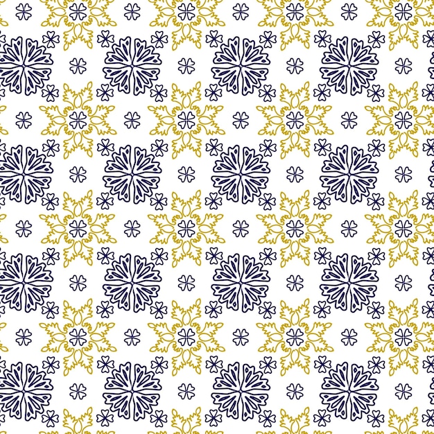 Azuleyo seamless pattern yellow and blue ornamentPortugal geometric ceramics