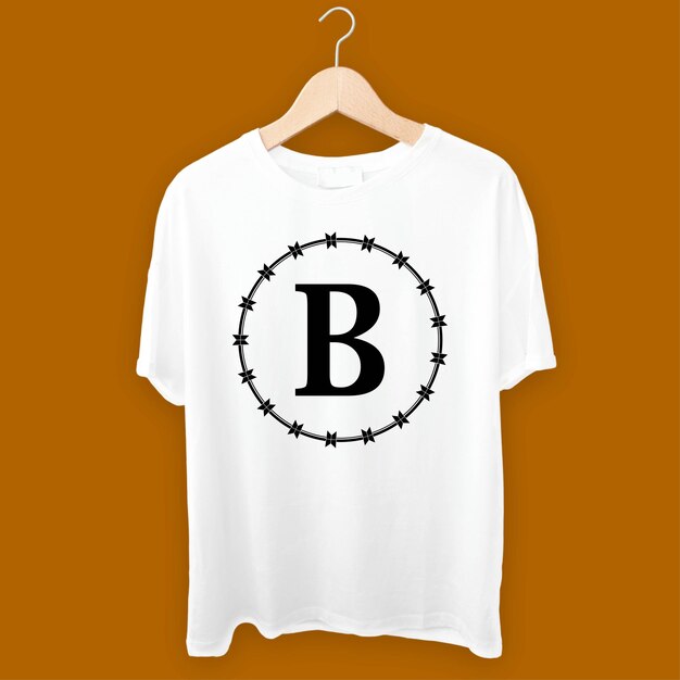 B Font black and white tshirt design and eps file black and white t shirt mockup fully editable