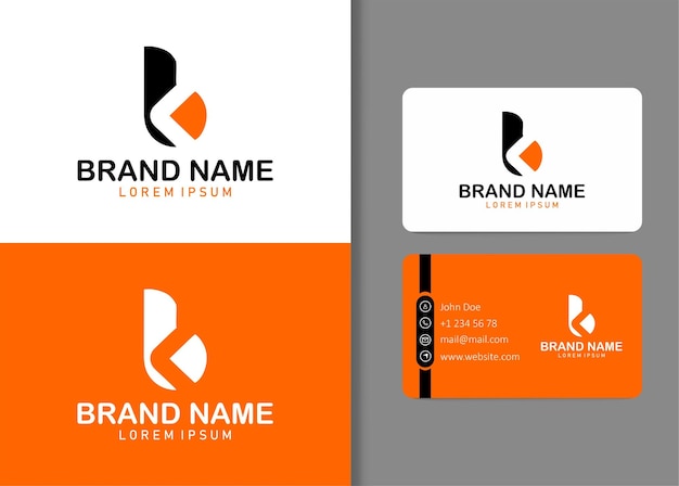 B Letter Logo Design With Business Card Vector