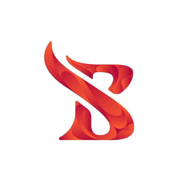 B letter logo Elegant red gradient flame logo