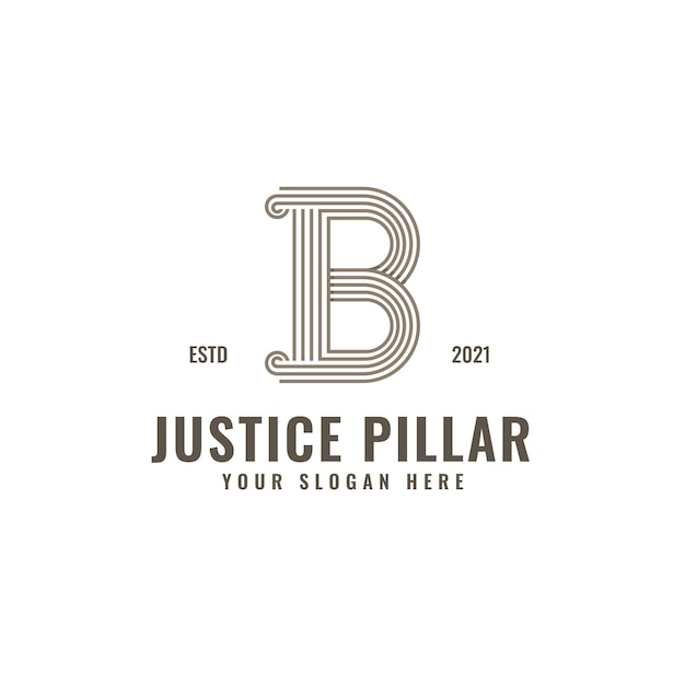 B Letter Logo Justice And Law Firm Pillar Bold Professional Line Art