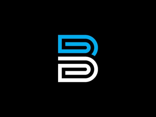 B logo on a black background