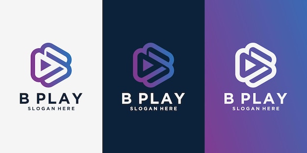 B logo Multimedia and Play Logo technology and digital connection Letter B Logo with play logo Templ