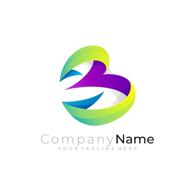 B logo with 3d colorful design company logos