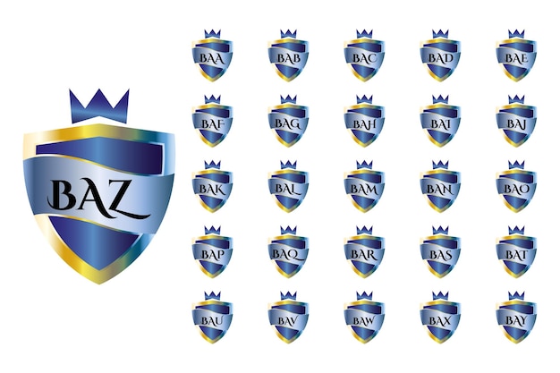 BAA to BAZ collection of shield logos with three capital letters