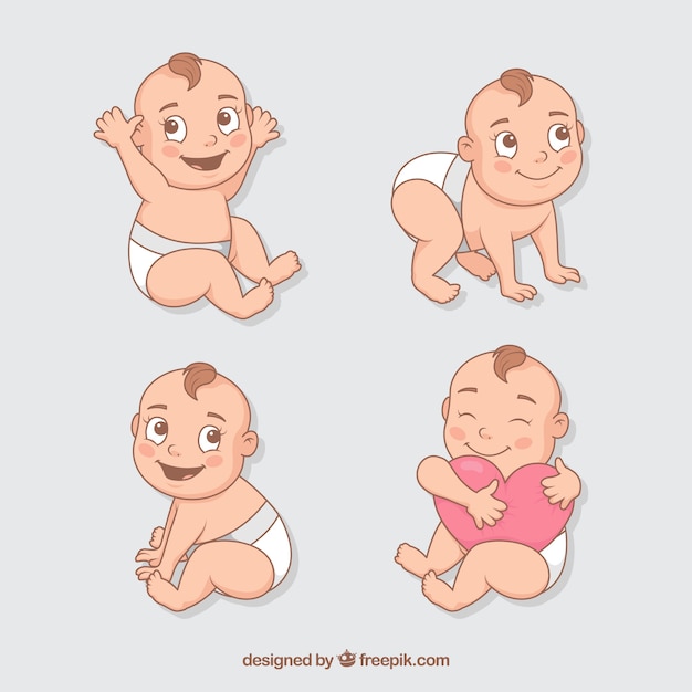 Vector babies collection in collection in flat style