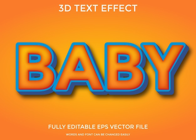 Baby 3d editable text effect premium eps with background