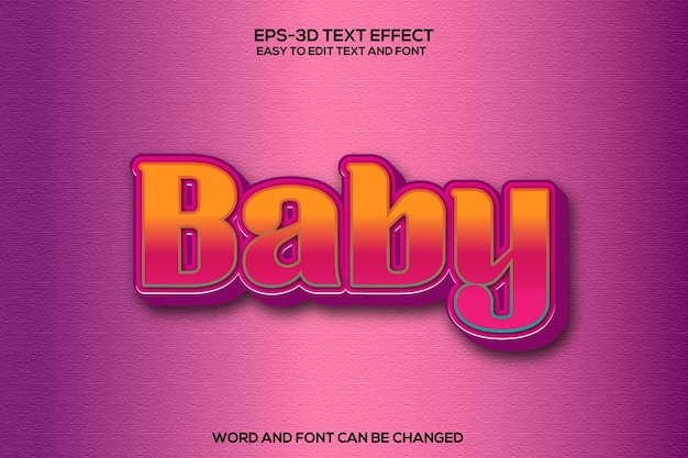 Baby 3d text and colorful effect