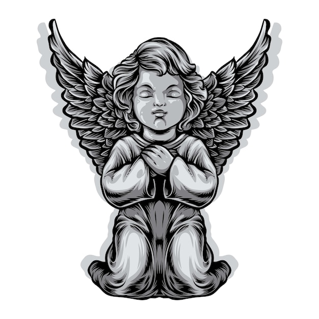 Baby angel statue illustration