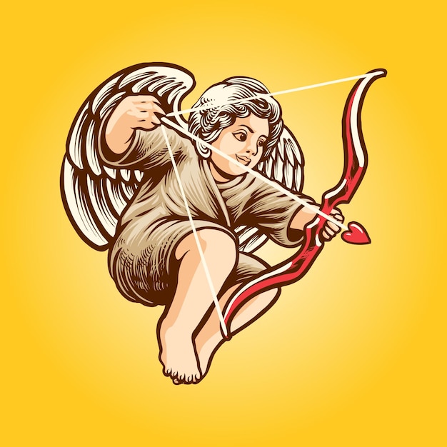 The baby angel with arrow illustration