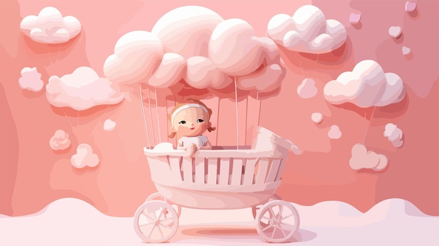 a baby in a baby carriage with a baby in the basket