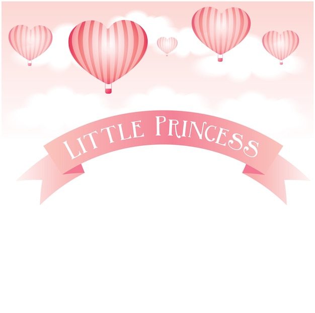 Baby background with heart shaped balloons